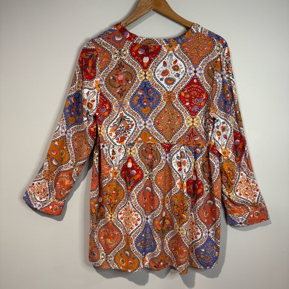 Christian Siriano Women's Size Small Floral Paisley Peplum Blouse Boho Peasant - Picture 4 of 15